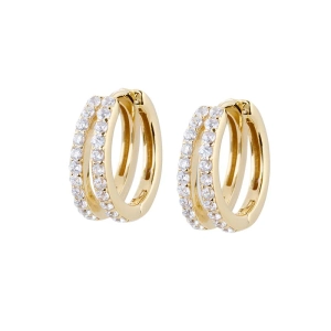 Elegance Creole Korvakorut Medium Gold 24K kullattua hopeaa kuutiozirkonialla