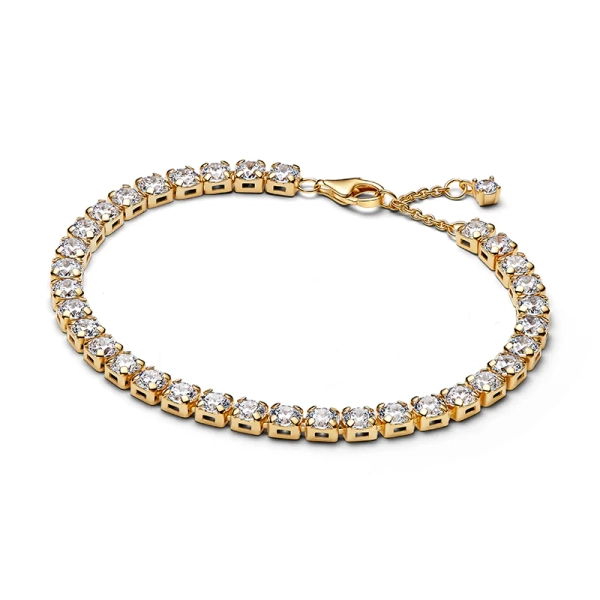 Glittrande tennisarmband Bold Guld från Pandora Timeless kollektionen med cubic zirconia stenar och 14 karat guldplätering.