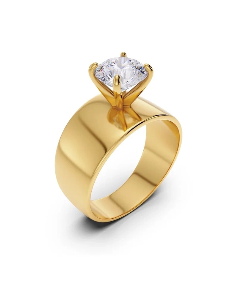 Edblad Solo Ring i 14K guldpläterat stål med en 7 mm Cubic Zirconia-sten
