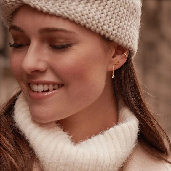 Einzel Ohrklemme Eeißer Stein Gold von Thomas Sabo, Schneller Versand - Nordicspectra.de