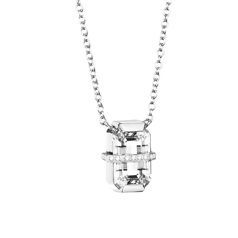 Efva Attling - Little Bend Over Necklace - Crystal Quartz White Gold