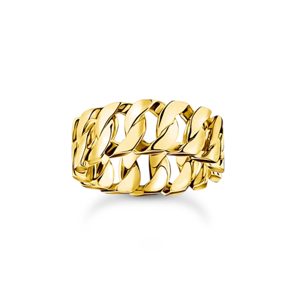 Pansarlänk Wide Ring Guld i 18K guldpläterat silver med kedjelänksdesign