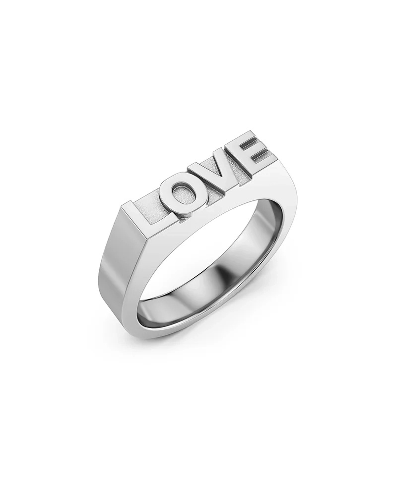 Love Signet Ring Silver