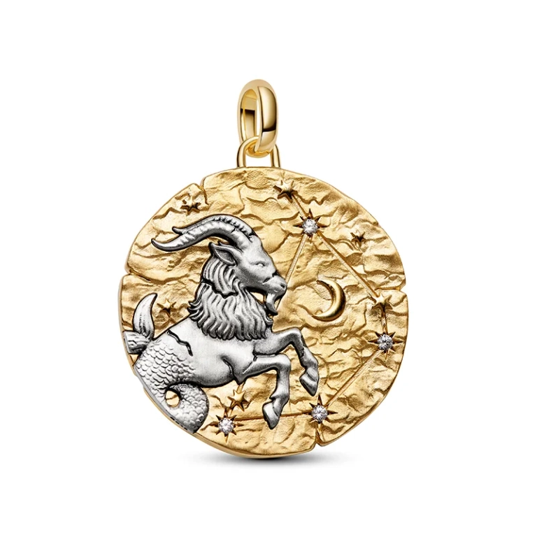 Stenbocken Medaljong från Pandora ME i silver och 14K guldplätering