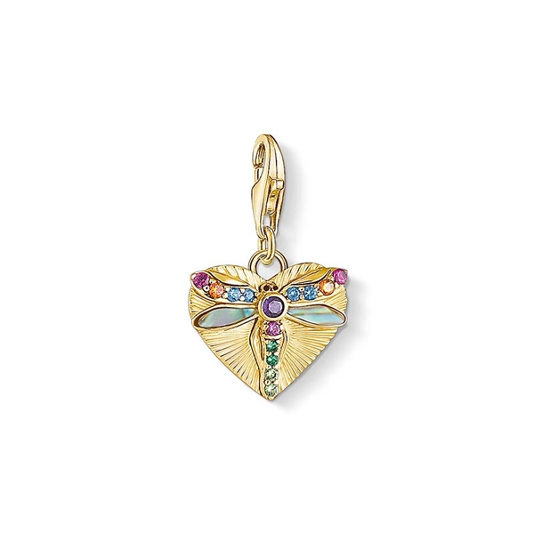 Gyllene Hjärta med Färgstark Slända Berlock - Thomas Sabo berlock - Snabb frakt & paketinslagning - Nordicspectra.se
