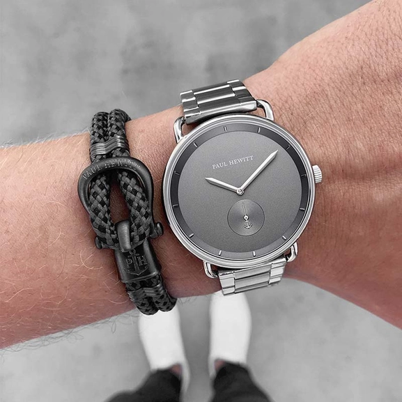 Armband Phinity Gun Metal Nylon Schwarz Grau von Paul Hewitt, Schneller Versand - Nordicspectra.de