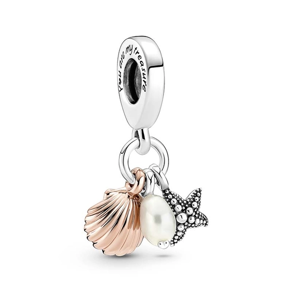 Süßwasserzuchtperle, Seestern & Muschel Dreifacher Charm-Anhänger von PANDORA, Schneller Versand - Nordicspectra.de