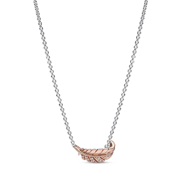 Zweifarbige Schwebende Geschwungene Feder Collier-Kette von PANDORA, Schneller Versand - Nordicspectra.de