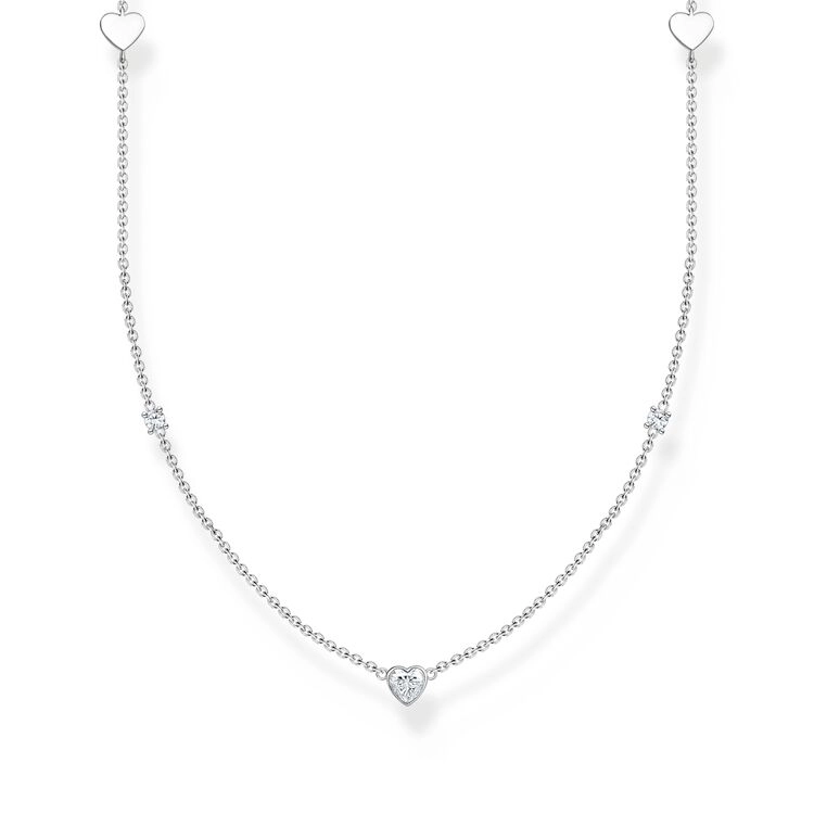Thomas Sabo - Halsband med Hj&auml;rta & Vita Stenar
