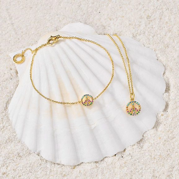 Necklace Peace Colourful Stones Gold - Thomas Sabo - Suuri valikoima & ilmainen lahjapaketointi - Nordicspectra.fi