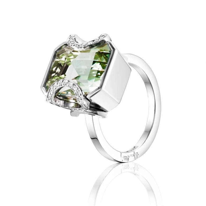 Efva Attling - Little Magic Star Ring Green Quartz White Gold