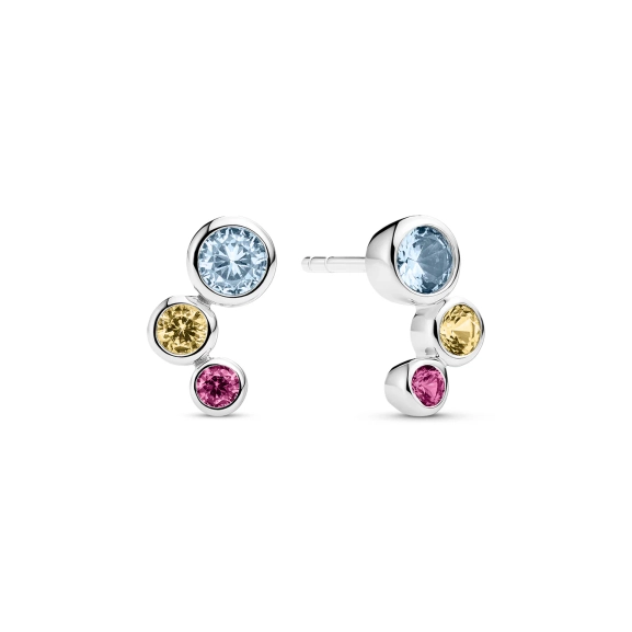 Sardinien Tre Örhängen Mix i silver med tre färgade cubic zirconia-stenar