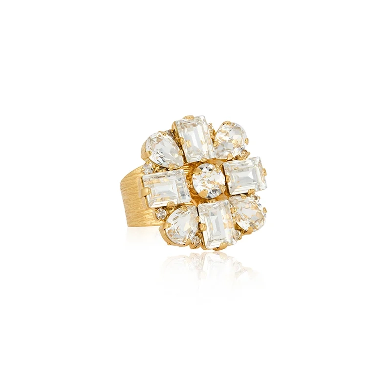 Caroline Svedbom - Diora Statement Ring Gold Crystal