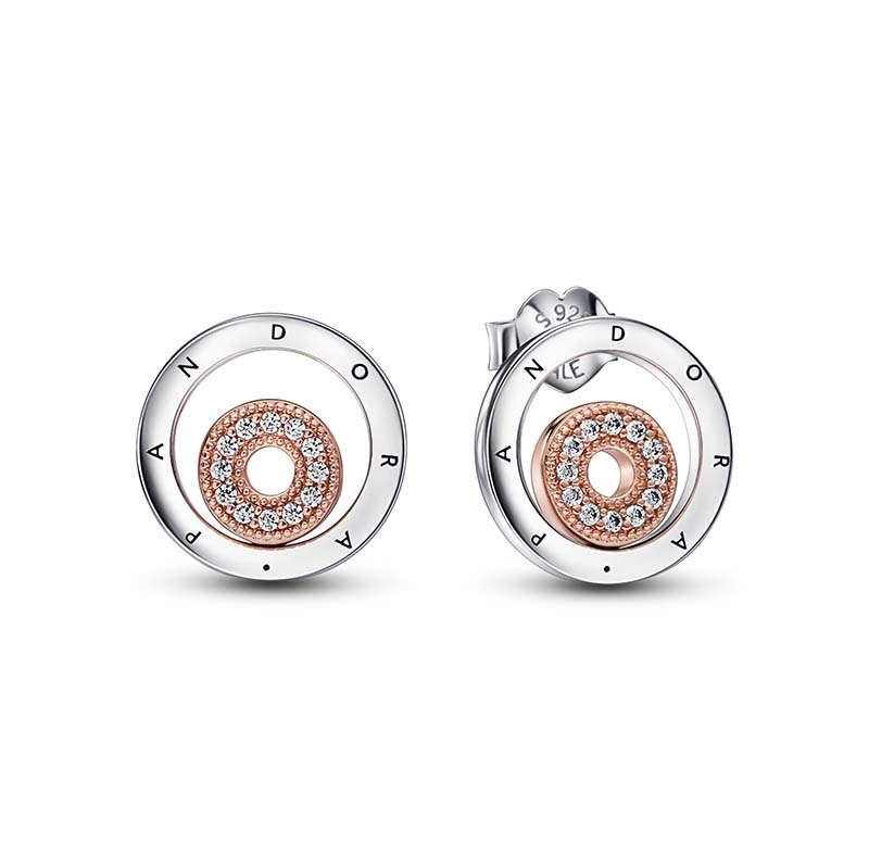PANDORA - Pandora Signature Two-tone Logo Circles Stud Earrings