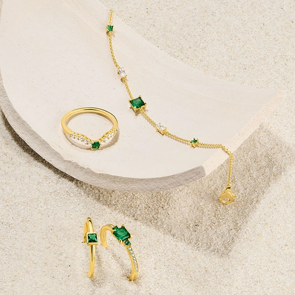 Armband mit grünen und weißen Steinen Gold von Thomas Sabo, Schneller Versand - Nordicspectra.de