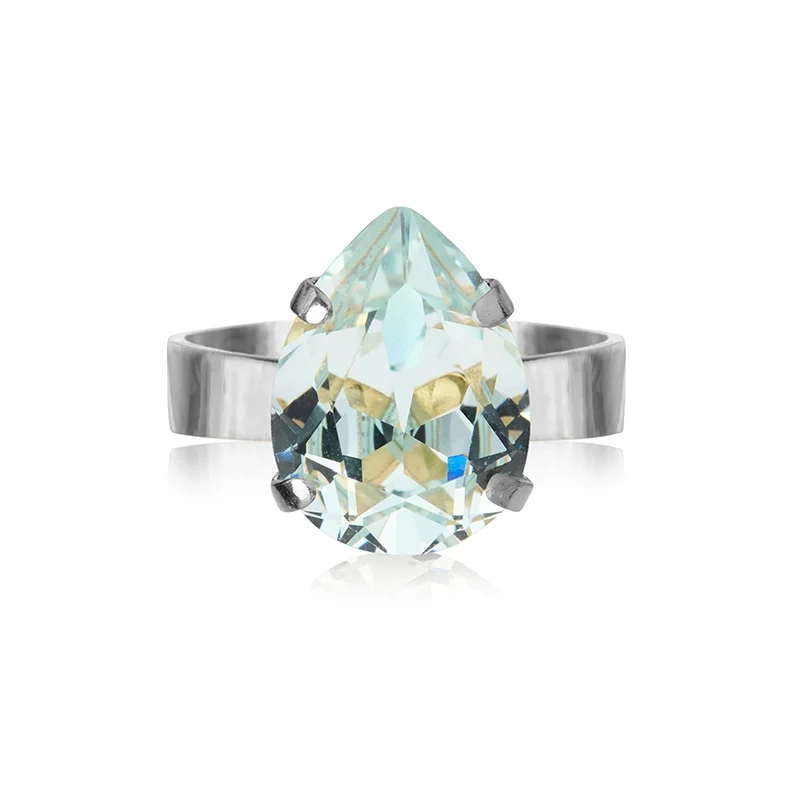 Caroline Svedbom - Mini Drop Ring Rhodium Light Azore
