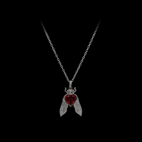 Fly Necklace i silver med granatsten