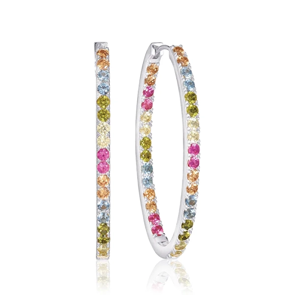 Ellisse Medio Ohrringe Mix in Silber mit funkelnden Zirkonia-Steinen von Sif Jakobs