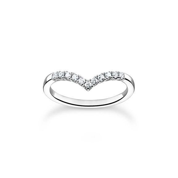 Ring V-Form Mit Weißen Steinen Silber von Thomas Sabo, Schneller Versand - Nordicspectra.de