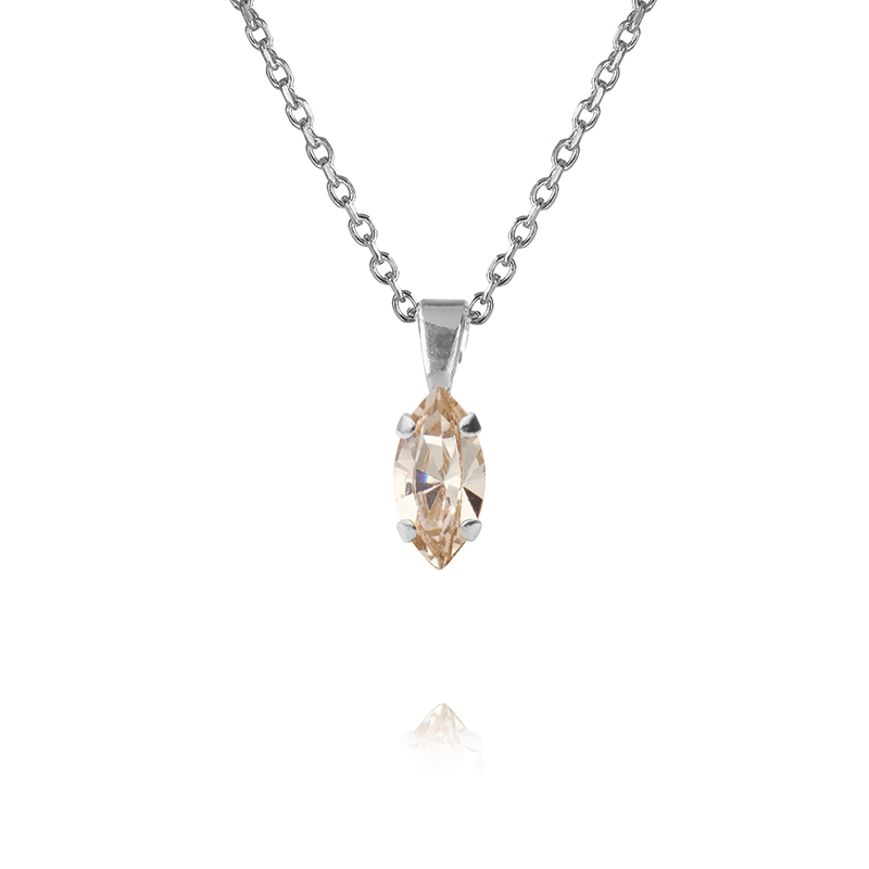 Caroline Svedbom - Petite Navette Necklace Rhodium Light Silk