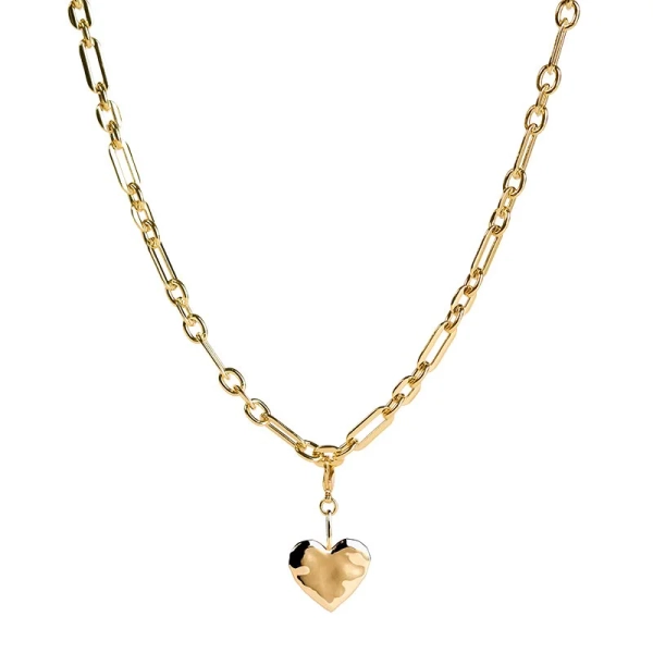 Heart Chunky Chain Gold halsband i 18K guldpläterad mässing med chunky kedja och hjärthänge