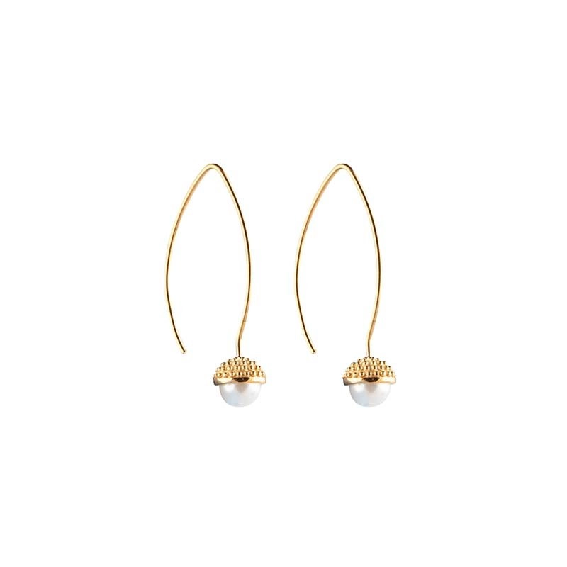 CU Jewellery - Pearl Bubble Long Ear Gold