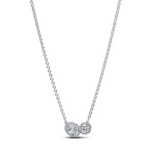 Strålande Halo Halsband från Pandora med ädelstenar i äkta silver