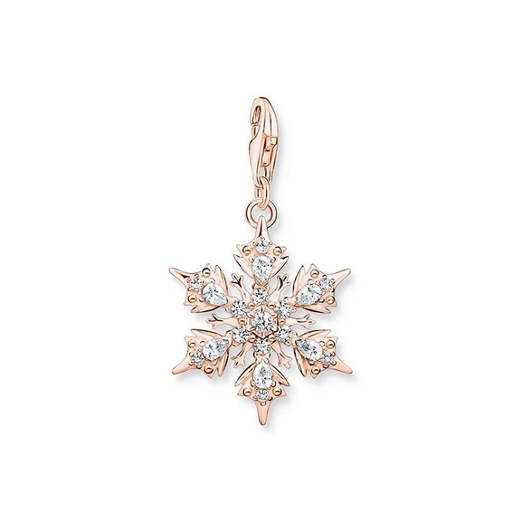 Charm-Anhänger Schneeflocke Mit Weißen Steinen Roségold von Thomas Sabo, Schneller Versand - Nordicspectra.de