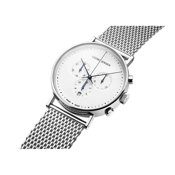 Koppel 41 mm - Kronograf - Vit urtavla/Stålarmband - Georg Jensen klockor - Snabb frakt & paketinslagning - Nordicspectra.se