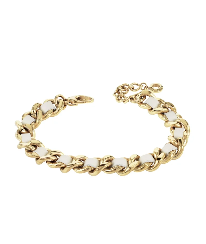 Astrid & Agnes - ADELIA Leather Armband Vit Guld