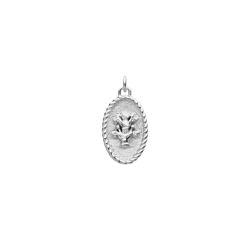 Letters/Two Flower Pendant Silver