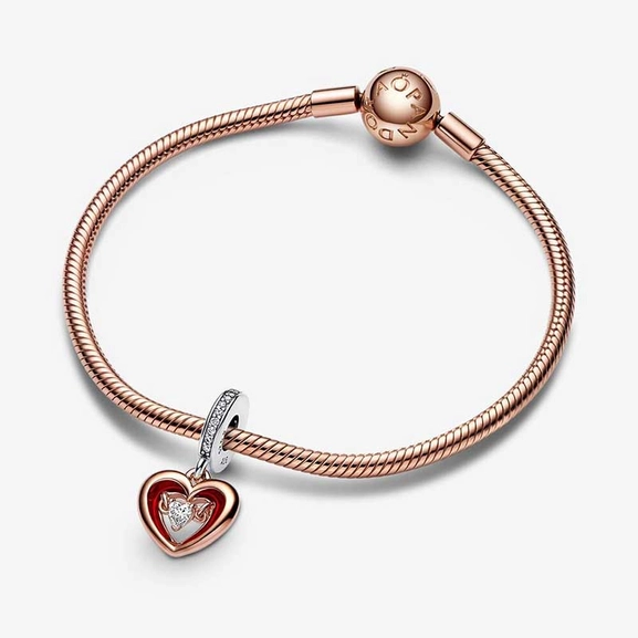Two-tone Radiant Heart Dangle Charm - PANDORA - Suuri valikoima & ilmainen lahjapaketointi - Nordicspectra.fi