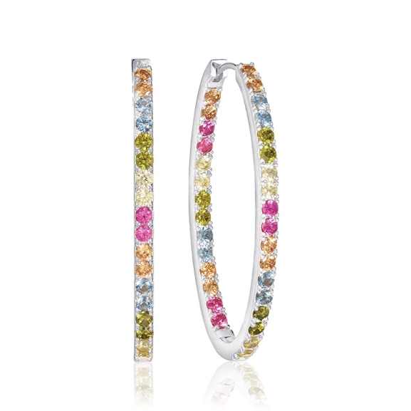 Ellisse Medio Ohrringe Mix in Silber mit funkelnden Zirkonia-Steinen von Sif Jakobs