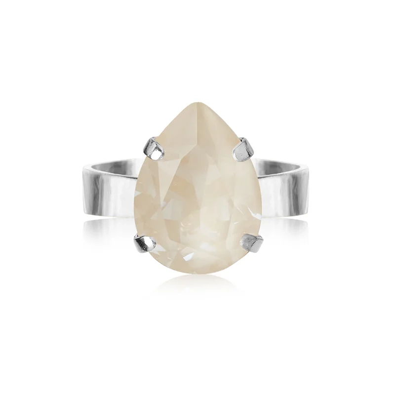 Caroline Svedbom - Mini Drop Ring Rhodium Linen Ignite