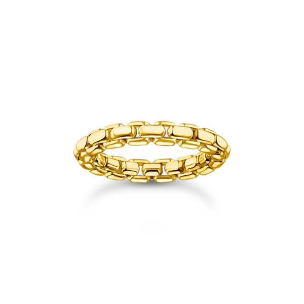Boxkedja Ring Guld i 18K guldpläterat återvunnet silver med venetiansk kedjedesign