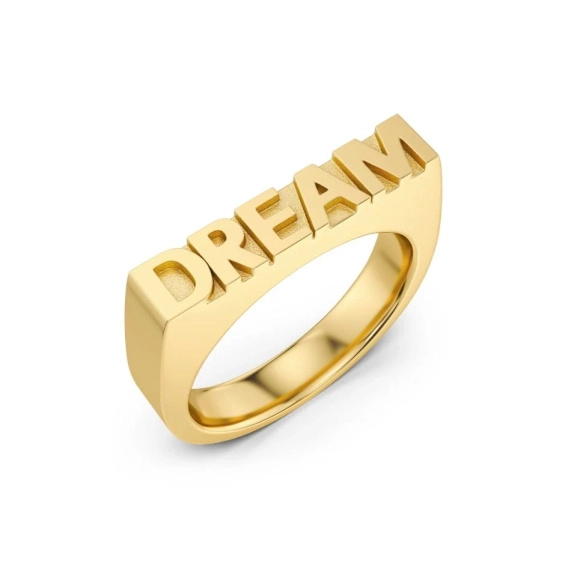 Ring i 14K guldplätering med grafiskt utformat budskap