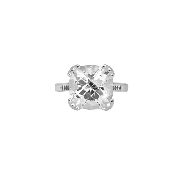Radiant Silver Ring i silver med cubic zirconia och svarta diamanter