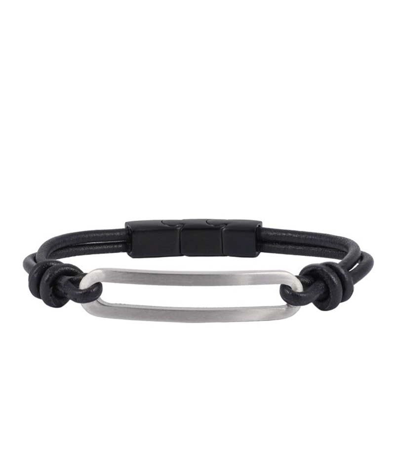 BENJAMIN Läder Armband Stål - AROCK - Snabb frakt & paketinslagning - Nordicspectra.se