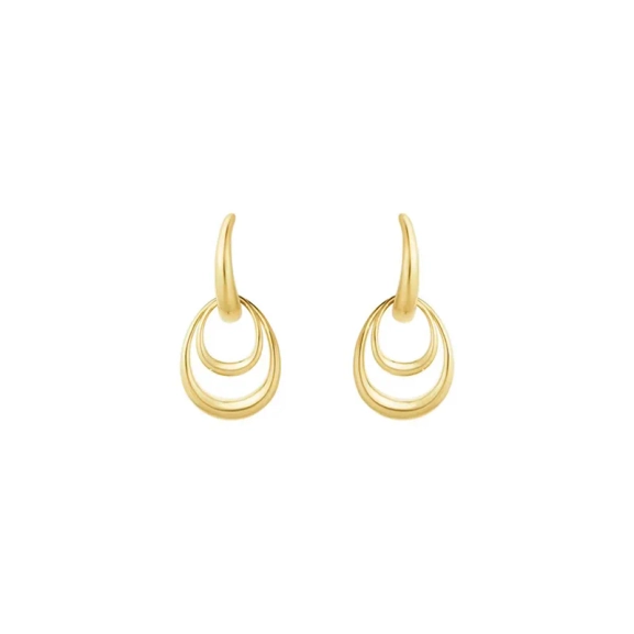 Offspring Dubbla Örhängen Små i 18K guld med sammanlänkade former och blank yta från Georg Jensen.