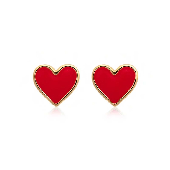Enamel Heart Studs Gold - Sophie By Sophie - Snabb frakt & paketinslagning - Nordicspectra.se