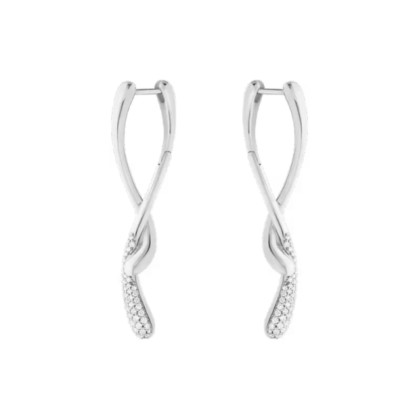 Lange Ohrringe „Mercy“ aus Silber mit Pavé-Diamanten