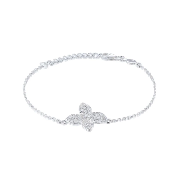 Lily Sparkling Armband i silver med blomma och gnistrande cubic zirconia på tunn kedja.