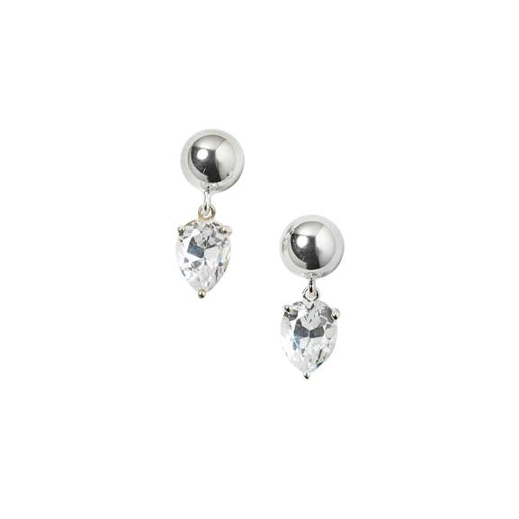 Katie Earrings Silver från Syster P med droppformat hänge och gnistrande kubisk zirkon