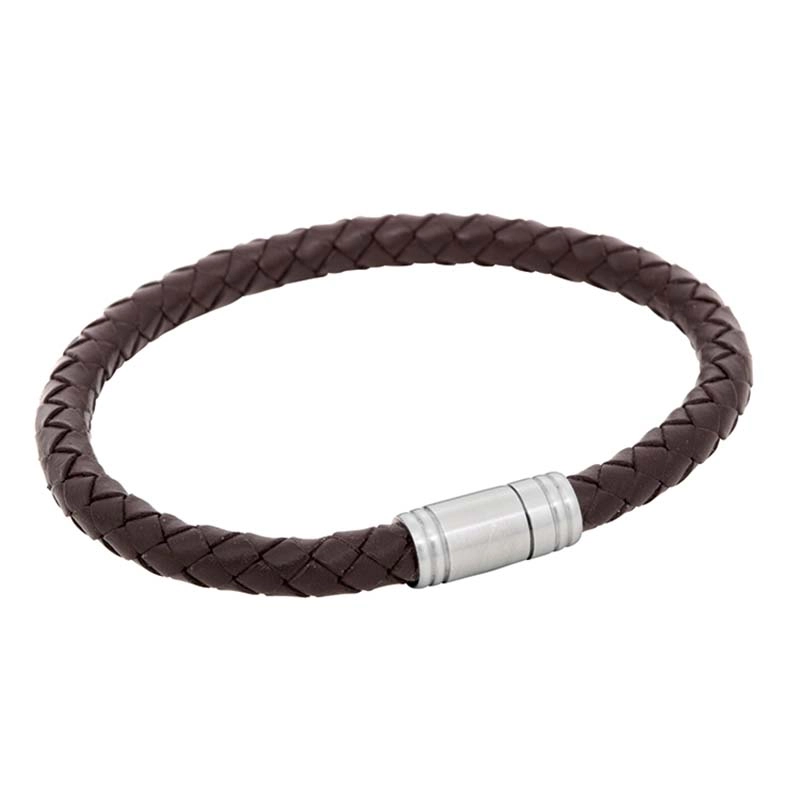 By Billgren - Läderarmband Flätat Brunt/Stål Teen