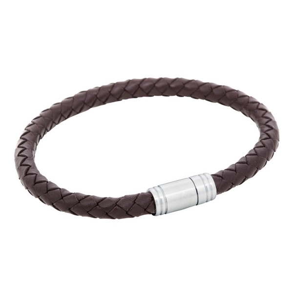 Brunt Flätat Armband Med Stållås - By Billgren - Snabb frakt & paketinslagning - Nordicspectra.se