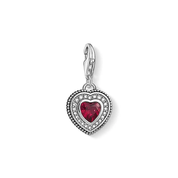 Charm-Anhänger Herz mit rotem Stein von Thomas Sabo, Schneller Versand - Nordicspectra.de