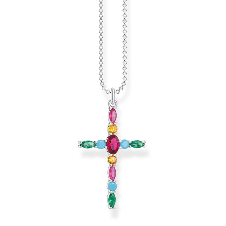 Halsband Kors Stenar i Färg - Thomas Sabo halsband - Snabb frakt & paketinslagning - Nordicspectra.se