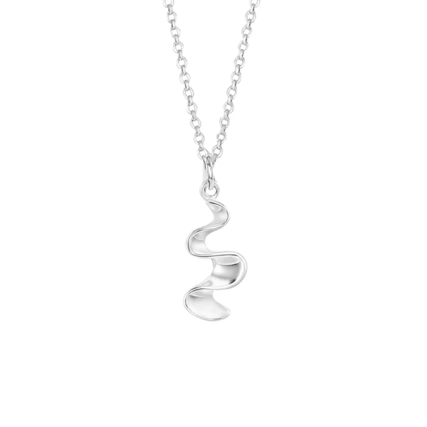 Kleine Halskette „Water Flow“ aus poliertem Silber mit einem weichen
