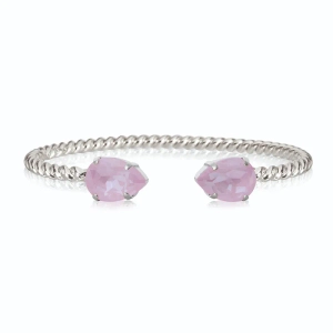 Mini Drop Bracelet i rhodium med mjukt rosa kristaller