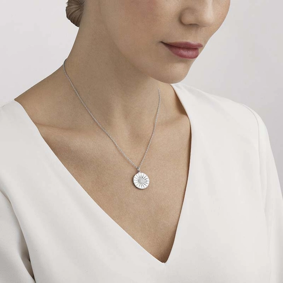 Daisy Medium Halsband Silver med Vit Emalj - Georg Jensen halsband - Snabb frakt & paketinslagning - Nordicspectra.se